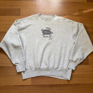 Vintage 90's Cayman Islands Turtle Gray Weave Crewneck Pullover Sweatshirt Sz XL